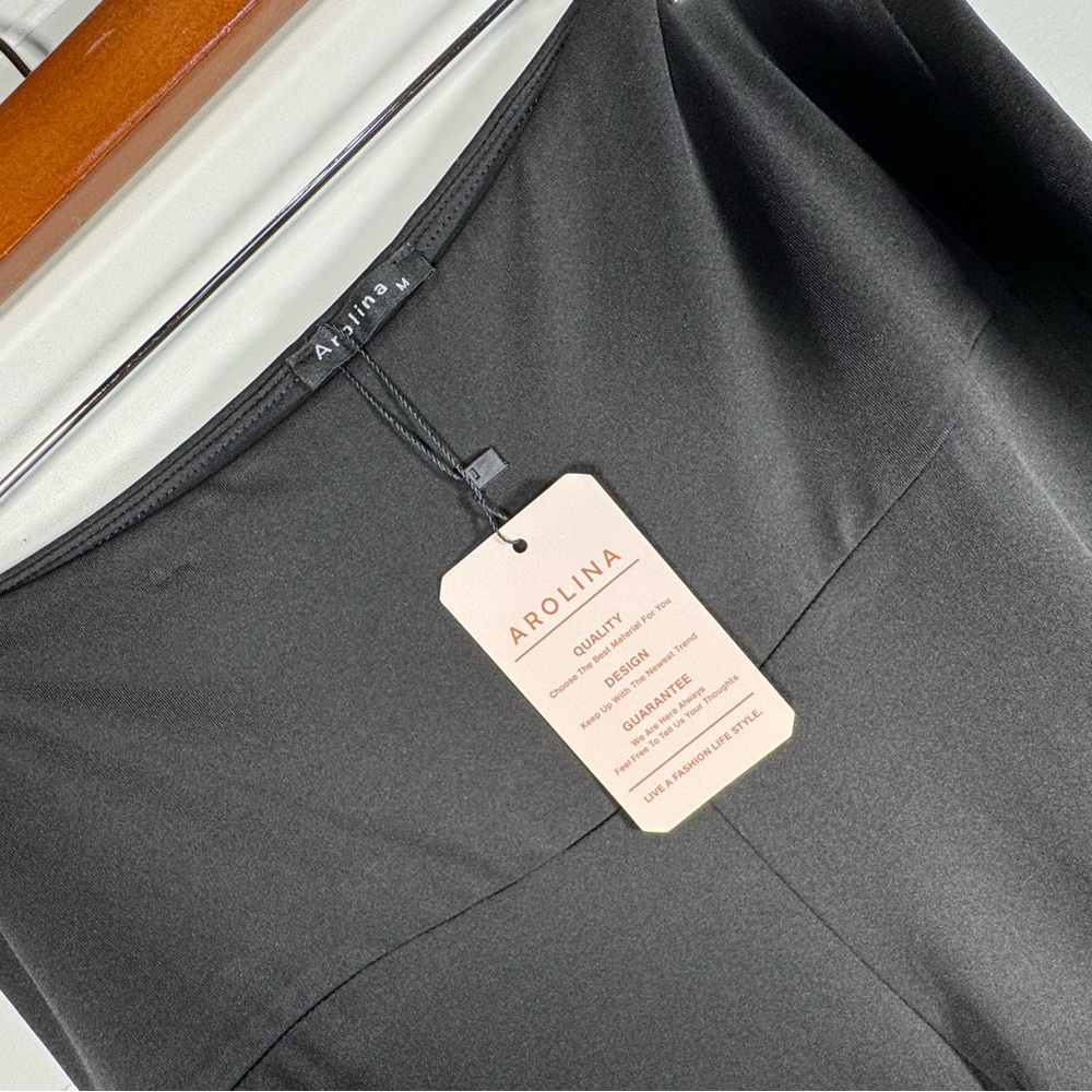 NWT Arolina Stretchy Wide Leg Palazzo Pants High Waist Black Medium - Picture 5 of 7